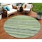 Homeroots 8' Artichoke Green And Olive Green Round Striped Washable Indoor Outdoor Area Rug 577789 - alternate 1