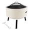 Pure Garden Outdoor Fire Pit 21 in Round Faux Concrete Firepit Wood Burning Fire Pit w/ Accessories 50-LG1477 - alternate 7