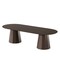 Homeroots 86" Walnut Wood Double Pedestal Base Oval Dining Table 720678 - alternate 1