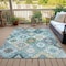 Homeroots 10' X 14' Teal Blue Beige And Ivory Southwestern Washable Indoor Outdoor Area Rug 632286 - alternate 4