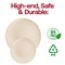 Smarty Had A Party 10.25" Ivory with Gold Rim Organic Round Disposable Plastic Dinner Plates, 120PK 930IVG-CASE - alternate 5