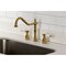 Kingston Brass Double-Handle Widespread Kitchen Faucet, Brushed Brass KB1797BPLLS - alternate 6