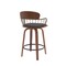 Homeroots 26" Black And Wood Brown Faux Leather Swivel Low Back Counter Height Bar Chair 534442 - alternate 5