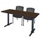 Regency Kobe T-Base Training Seminar Table W/ 2 Knight Mesh Chairs, 60 in W, 24 in L, Neo Walnut MTRCT6024NW56CBK - alternate 1