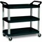 Rubbermaid Commercial Dual-Handle Utility Cart with Lipped Plastic Shelves, Plastic, 300 lb Load Capacity, 3 Shelves FG409100BLA - alternate 1