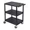 Luxor Utility Cart with Lipped Plastic Shelves, Polyethylene, 400 lb Load Capacity, 3 Shelves, 24 in L HE34-B - alternate 10