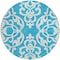 Homeroots 8' Turquoise And Ivory Round Damask Washable Indoor Outdoor Area Rug 614469 - alternate 6