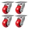 Hyw Products Heavy Duty Caster Set 4in Polyurethane on Plastic Wheels, 4 Swivel, 4PK 40-40S-A1-PU-4 - alternate 1