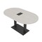 Skutchi Designs Racetrack Conference Table With Power Unit, 36 in W, 72 in L, Ivory HAR-RAC-36X72-DOU.BK-K458-EBLK - alternate 1
