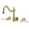 Kingston Brass Two-Handle Wall Mount Kitchen Faucet, Polished Brass KS1282BPL - alternate 1