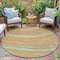 Homeroots 8' Gold Sky Blue And Coral Round Abstract Washable Indoor Outdoor Area Rug 631247 - alternate 5