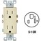 Leviton Decora 15A Ivory Tamper Resistant 5-15R Duplex Outlet R58-T5325-0DI - alternate 1