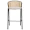 Leisuremod Ervilla Wicker Bar Stool with Fabric Seat and Black Powder Coated Steel Frame, Beige EBBL-31BG - alternate 4