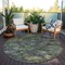 Homeroots 8' Green Charcoal And Black Round Floral Washable Indoor Outdoor Area Rug 604146 - alternate 5