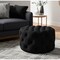 Homeroots 33" Black Linen Tufted Round Cocktail Ottoman 568053 - alternate 1