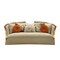 Homeroots 41" Beige Velvet Curved Sofa And Toss Pillows With Natural Legs 348220 - alternate 1