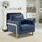 Leisuremod Lincoln Leather Accent Armchair with Gold Frame, Navy Blue LA31BU-L - alternate 5
