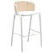 Leisuremod Ervilla Wicker Bar Stool with Fabric Seat and White Powder Coated Steel Frame, White EBW-31W - alternate 1