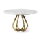 Homeroots 48" White And Gold Rounded Marble And Metal Pedestal Base Dining Table 380467 - alternate 1