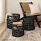 Happimess Lattice Bohemian Coastal Handwoven Water Hyacinth Rope Nesting Baskets w/Handles, Black, Set of 3 BSK2032C-3SET - alternate 5