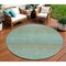 Homeroots 8' Teal Blue Round Striped Washable Indoor Outdoor Area Rug 608815 - alternate 1