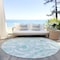 Homeroots 8' Turquoise And Ivory Round Paisley Washable Indoor Outdoor Area Rug 588668 - alternate 5