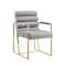 Homeroots Set of Two Tufted Gray And Gold Upholstered Faux Leather Dining Arm Chairs 545060 - alternate 7