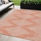Homeroots 5' X 8' Salmon And Ivory Geometric Washable Indoor Outdoor Area Rug 598617 - alternate 1