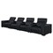 Homeroots 179" Black Top Grain Leather Reclining Metal USB Sofa 720319 - alternate 1