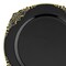 Smarty Had A Party 10.25" Black with Gold Fancy Round Disposable Plastic Dinner Plates, 120PK 8880-BG-CASE - alternate 6