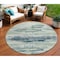 Homeroots 8' Mint Green Ivory And Denim Blue Round Abstract Washable Indoor Outdoor Area Rug 612535 - alternate 1