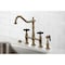 Kingston Brass Bridge Kitchen Faucet with Brass Sprayer, Antique Brass KS1273PKXBS - alternate 4