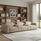 Homeroots 136" Beige Top Grain Leather Reclining USB Sofa And Storage 720312 - alternate 7