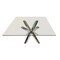 Homeroots 60" Clear and Silver Glass and Metal Cross Leg Base Square Dining Table 555136 - alternate 1