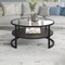 Homeroots 34" Black Glass And Steel Round Coffee Table With Shelf 520953 - alternate 7