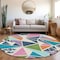 Homeroots 8' Dark Blue Green And Pink Round Geometric Washable Indoor Outdoor Area Rug 600410 - alternate 5