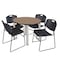 Regency Round Kee Breakroom Table W/ 4 Zeng Stack Chairs, 36 in W, 36 in L, Noble Oak TB36RNDNOBPCM44BK - alternate 1