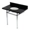 Kingston Brass 36" Black Granite Console Sink with Brass Legs, 8-Inch, 3-Hole, Black Granite/Polished Chrome KVPK3630KB1 - alternate 1