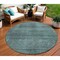 Homeroots 8' Teal Blue Aqua And Gray Round Striped Washable Indoor Outdoor Area Rug 588126 - alternate 1