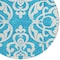 Homeroots 8' Turquoise And Ivory Round Damask Washable Indoor Outdoor Area Rug 614469 - alternate 7