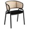 Leisuremod Ervilla Dining Chair with Stainless Steel Legs Velvet Seat and Wicker Back, Black, 4PK EC20BL4 - alternate 6