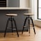 Homeroots Set of Two Natural and Black Iron and Wood Backless Adjustable Height Swivel Bar Chairs, 2PK 629126 - alternate 5
