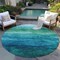 Homeroots 8' Teal Blue And Green Round Abstract Washable Indoor Outdoor Area Rug 618162 - alternate 7