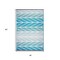 Homeroots 3' X 5' Aqua Geometric Machine Braided Distressed Area Rug With UV Protection 555601 - alternate 5