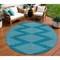 Homeroots 8' Teal Blue And Ivory Round Geometric Washable Indoor Outdoor Area Rug 598624 - alternate 1