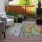 Homeroots 8' Green Gold And White Round Abstract Washable Indoor Outdoor Area Rug 577940 - alternate 5