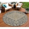 Homeroots 8' Charcoal Gray And Brown Round Oriental Washable Indoor Outdoor Area Rug 605231 - alternate 1