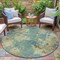 Homeroots 8' Teal Blue And Beige Round Abstract Washable Indoor Outdoor Area Rug 630707 - alternate 5