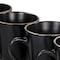 Elama Paul 6 Piece Stoneware Mug Set in Matte Black with Gold Rim ELM-PAUL6M - alternate 4