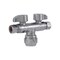Sharkbite Dual Shut-Off Valve, 1/2 in x 3/8 in Connection, Push-to-Connect x Compression, Brass Body, Chrome SBDS123838 - alternate 2